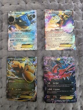 Pokemon Holo EX Trading Card Lot - BLASTOISE, AEGISLASH, DRAGONITE, YVELTAL
